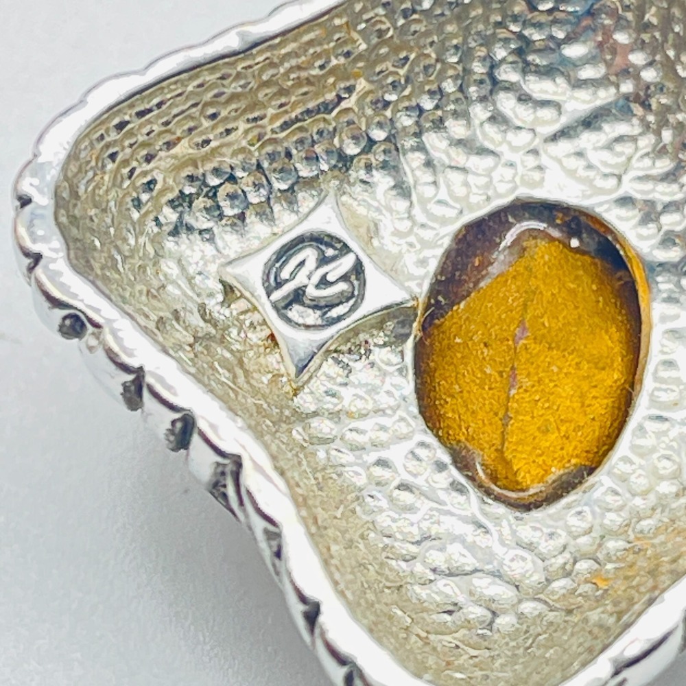 Signed John Candice Pink Crystal Pendant Silver Tone Filigree Vintage Charm Gift - Picture 6 of 7